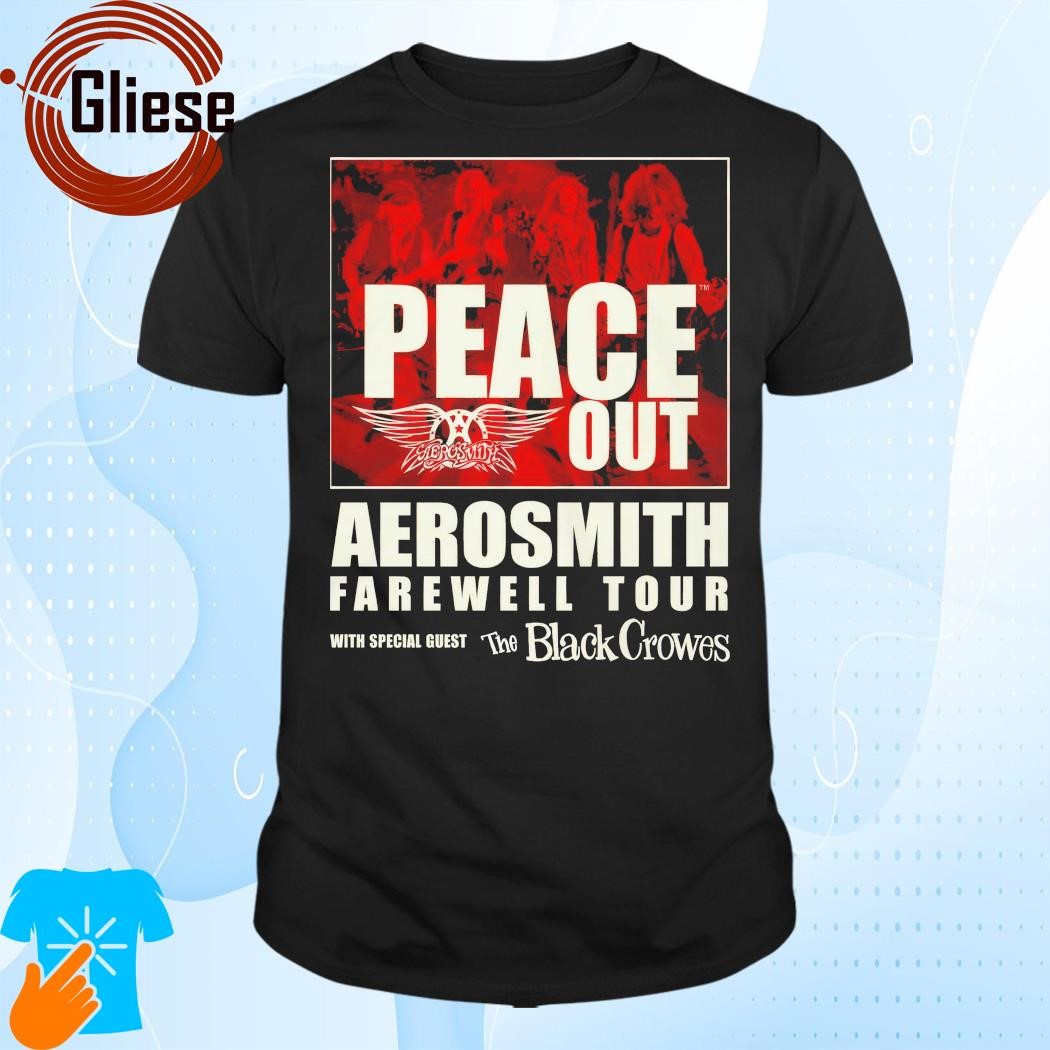 Official Peace Out Aerosmith Farewell Tour with The Black Crowes T-Shirt