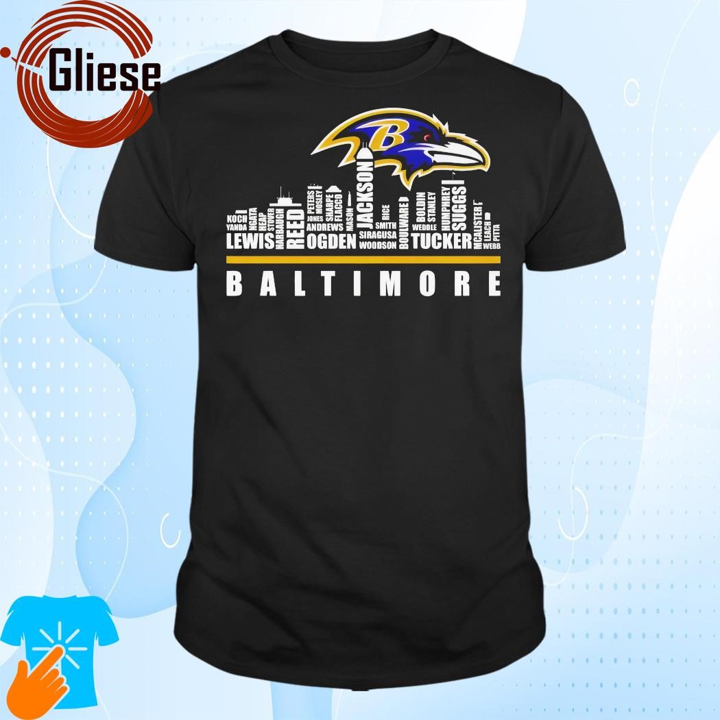 Official Baltimore Ravens 2024 Skyline Player Names The Ravens T Shirt