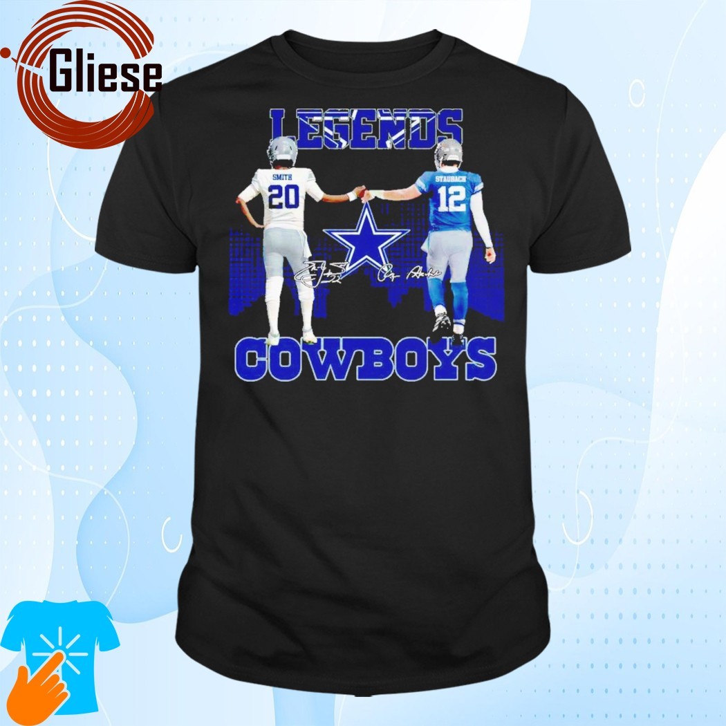 Official Dallas Cowboys The Legends Tyler Smith Roger Staubach T-Shirt