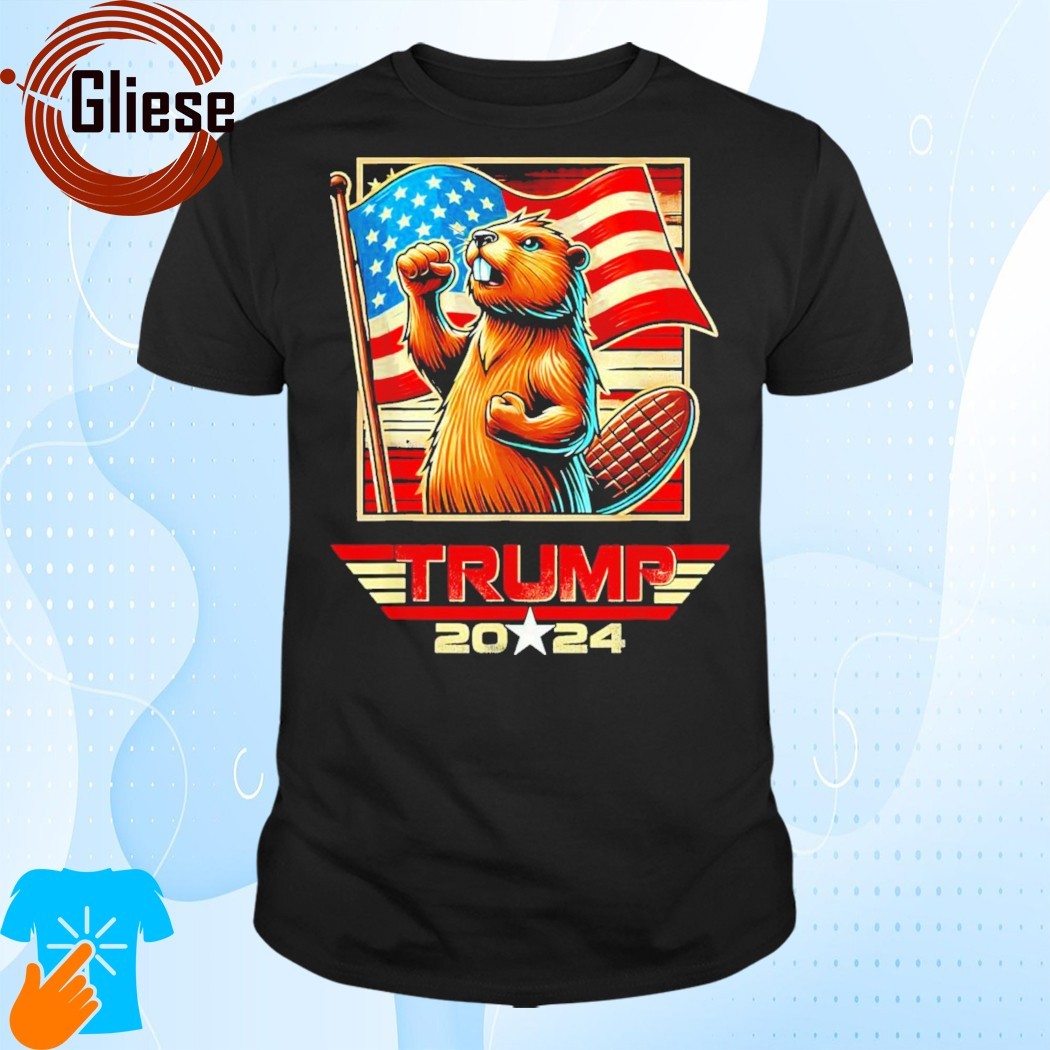 Official Fist beaver vote for Trump 2024 us flag Shirt