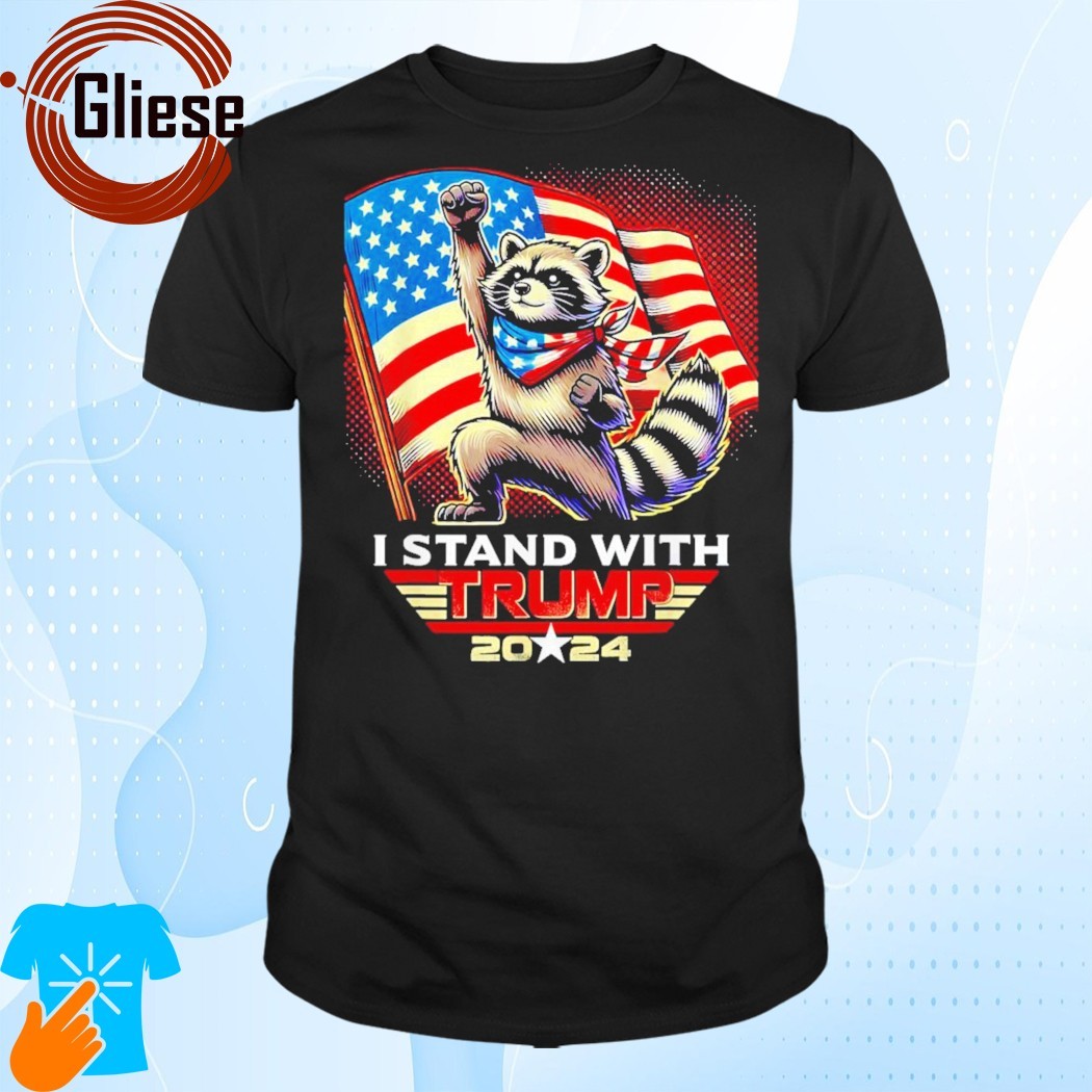 Official Fist racoon I stand with Trump us flag Shirt