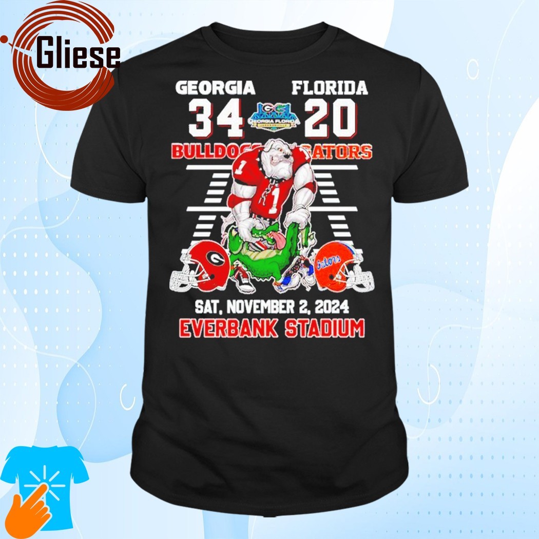 Official Georgia Bulldogs 34-20 Victory Over Florida Gators at Everbank Stadium 2024 T-Shirt