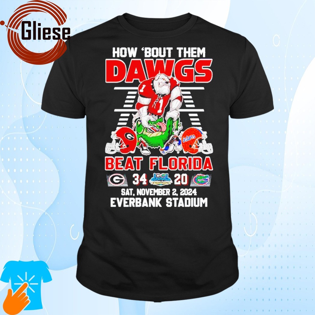 Official How ‘Bout Those Georgia Bulldogs 34-20 Win Over Florida Gators at Everbank Stadium 2024 T-Shirt