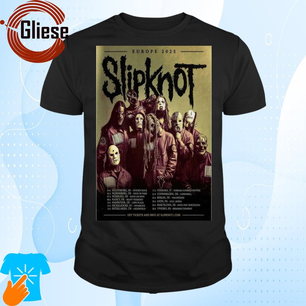 Official Slipknot Europe Tour 2025 Poster Shirt