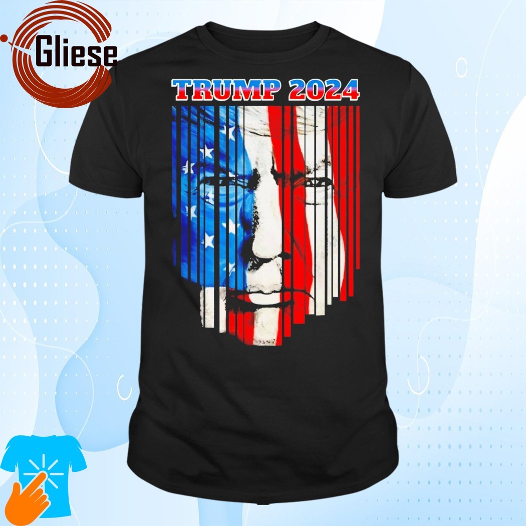 Official US Flag Face Trump 2024 Vintage Donald Trump 4th of July T-Shirt